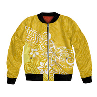 Polynesia Bomber Jacket Plumeria Yellow Curves LT7 - Wonder Print Shop