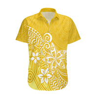 Polynesia Hawaiian Shirt Plumeria Yellow Curves - Wonder Print Shop