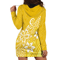 Polynesia Hoodie Dress Plumeria Yellow Curves - Wonder Print Shop