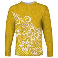 Polynesia Long Sleeve Shirt Plumeria Yellow Curves - Wonder Print Shop