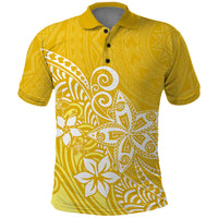 Polynesia Polo Shirt Plumeria Yellow Curves - Wonder Print Shop
