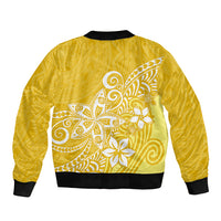 Polynesia Sleeve Zip Bomber Jacket Plumeria Yellow Curves - Wonder Print Shop