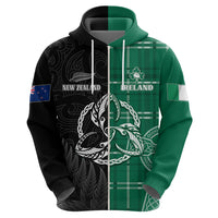 Personalised New Zealand Mix Ireland Rugby Hoodie Celtic Knot Mix Silver Ferns - Wonder Print Shop