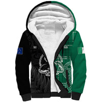 Personalised New Zealand Mix Ireland Rugby Sherpa Hoodie Celtic Knot Mix Silver Ferns - Wonder Print Shop