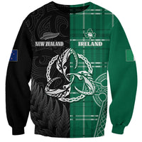 Personalised New Zealand Mix Ireland Rugby Sweatshirt Celtic Knot Mix Silver Ferns - Wonder Print Shop