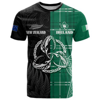Personalised New Zealand Mix Ireland Rugby T Shirt Celtic Knot Mix Silver Ferns - Wonder Print Shop