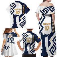 Ecuador Football Custom Family Matching Off Shoulder Maxi Dress and Hawaiian Shirt La Tricolors 2024 Virgen de El Panecillo LT7 - Wonder Print Shop