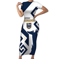Ecuador Football Custom Family Matching Short Sleeve Bodycon Dress and Hawaiian Shirt La Tricolors 2024 Virgen de El Panecillo - Wonder Print Shop
