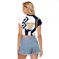 Ecuador Football Custom Raglan Cropped T Shirt La Tricolors 2024 Virgen de El Panecillo - Wonder Print Shop
