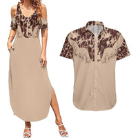 Cowboys Wild West Couples Matching Summer Maxi Dress and Hawaiian Shirt Cow Prints - Wonder Print Shop
