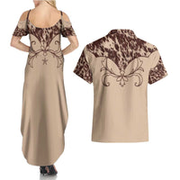 Cowboys Wild West Couples Matching Summer Maxi Dress and Hawaiian Shirt Cow Prints - Wonder Print Shop