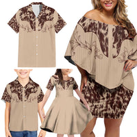 Cowboys Wild West Family Matching Off Shoulder Short Dress and Hawaiian Shirt Cow Prints - Wonder Print Shop