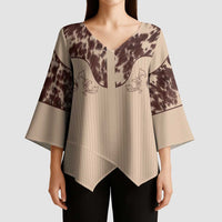 Cowboys Wild West Kimono Sleeve Blouse Cow Prints - Wonder Print Shop