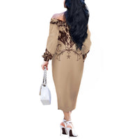 Cowboys Wild West Off The Shoulder Long Sleeve Dress Cow Prints - Wonder Print Shop