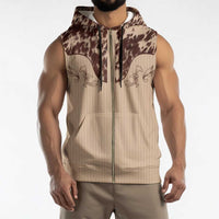 Cowboys Wild West Sleeveless Zip Hoodie Cow Prints - Wonder Print Shop