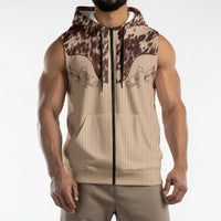 Cowboys Wild West Sleeveless Zip Hoodie Cow Prints - Wonder Print Shop