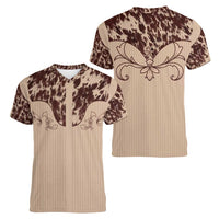 Cowboys Wild West Women V-Neck T-Shirt Cow Prints - Wonder Print Shop