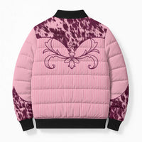 Cowboys Wild West Bomber Puffer Jacket Pink Cow Prints - Wonder Print Shop