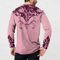 Cowboys Wild West Button Sweatshirt Pink Cow Prints - Wonder Print Shop