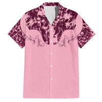 Cowboys Wild West Family Matching Off The Shoulder Long Sleeve Dress and Hawaiian Shirt Pink Cow Prints - Wonder Print Shop