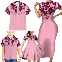 Cowboys Wild West Family Matching Short Sleeve Bodycon Dress and Hawaiian Shirt Pink Cow Prints - Wonder Print Shop