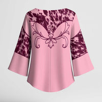 Cowboys Wild West Kimono Sleeve Blouse Pink Cow Prints - Wonder Print Shop