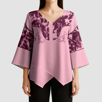 Cowboys Wild West Kimono Sleeve Blouse Pink Cow Prints - Wonder Print Shop