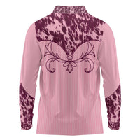 Cowboys Wild West Long Sleeve Polo Shirt Pink Cow Prints - Wonder Print Shop