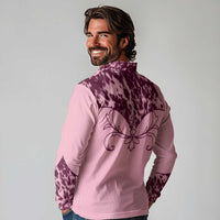 Cowboys Wild West Long Sleeve Polo Shirt Pink Cow Prints - Wonder Print Shop