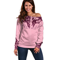 Cowboys Wild West Off Shoulder Sweater Pink Cow Prints - Wonder Print Shop