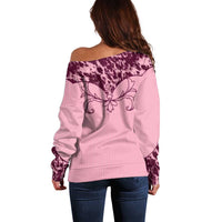 Cowboys Wild West Off Shoulder Sweater Pink Cow Prints - Wonder Print Shop