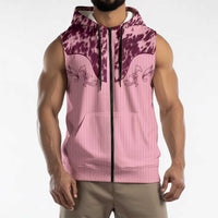 Cowboys Wild West Sleeveless Zip Hoodie Pink Cow Prints - Wonder Print Shop