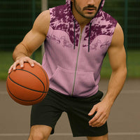 Cowboys Wild West Sleeveless Zip Hoodie Pink Cow Prints - Wonder Print Shop