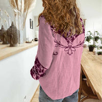 Cowboys Wild West Women Casual Shirt Pink Cow Prints - Wonder Print Shop