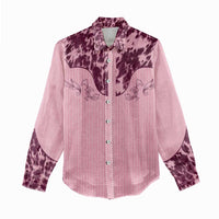 Cowboys Wild West Women Casual Shirt Pink Cow Prints - Wonder Print Shop