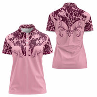 Cowboys Wild West Women Polo Shirt Pink Cow Prints - Wonder Print Shop