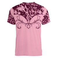 Cowboys Wild West Women V-Neck T-Shirt Pink Cow Prints - Wonder Print Shop