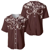 Cowboys Wild West Baseball Jersey Dark Brown Cow Prints - Wonder Print Shop