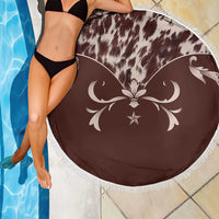 Cowboys Wild West Beach Blanket Dark Brown Cow Prints - Wonder Print Shop