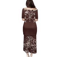 Cowboys Wild West Family Matching Puletasi and Hawaiian Shirt Dark Brown Cow Prints - Wonder Print Shop