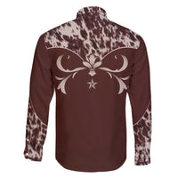 Cowboys Wild West Family Matching Short Sleeve Bodycon Dress and Hawaiian Shirt Dark Brown Cow Prints - Wonder Print Shop