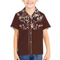 Cowboys Wild West Hawaiian Shirt Dark Brown Cow Prints - Wonder Print Shop