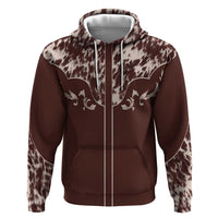 Cowboys Wild West Hoodie Dark Brown Cow Prints - Wonder Print Shop