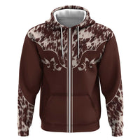 Cowboys Wild West Hoodie Dark Brown Cow Prints - Wonder Print Shop
