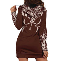 Cowboys Wild West Hoodie Dress Dark Brown Cow Prints - Wonder Print Shop