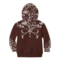 Cowboys Wild West Kid Hoodie Dark Brown Cow Prints - Wonder Print Shop