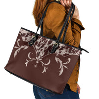 Cowboys Wild West Leather Tote Bag Dark Brown Cow Prints - Wonder Print Shop