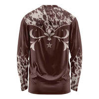 Cowboys Wild West Long Sleeve Shirt Dark Brown Cow Prints - Wonder Print Shop