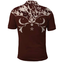 Cowboys Wild West Polo Shirt Dark Brown Cow Prints - Wonder Print Shop