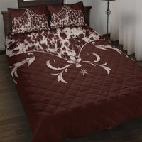 Cowboys Wild West Quilt Bed Set Dark Brown Cow Prints - Wonder Print Shop